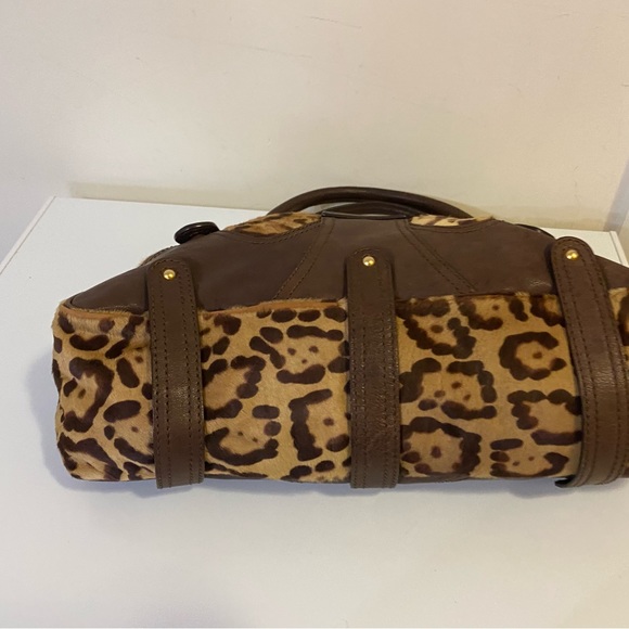 VALENTINO GARAVANI Handbag Cheetah Horse Hair Satchel Leather - Picture 5 of 13